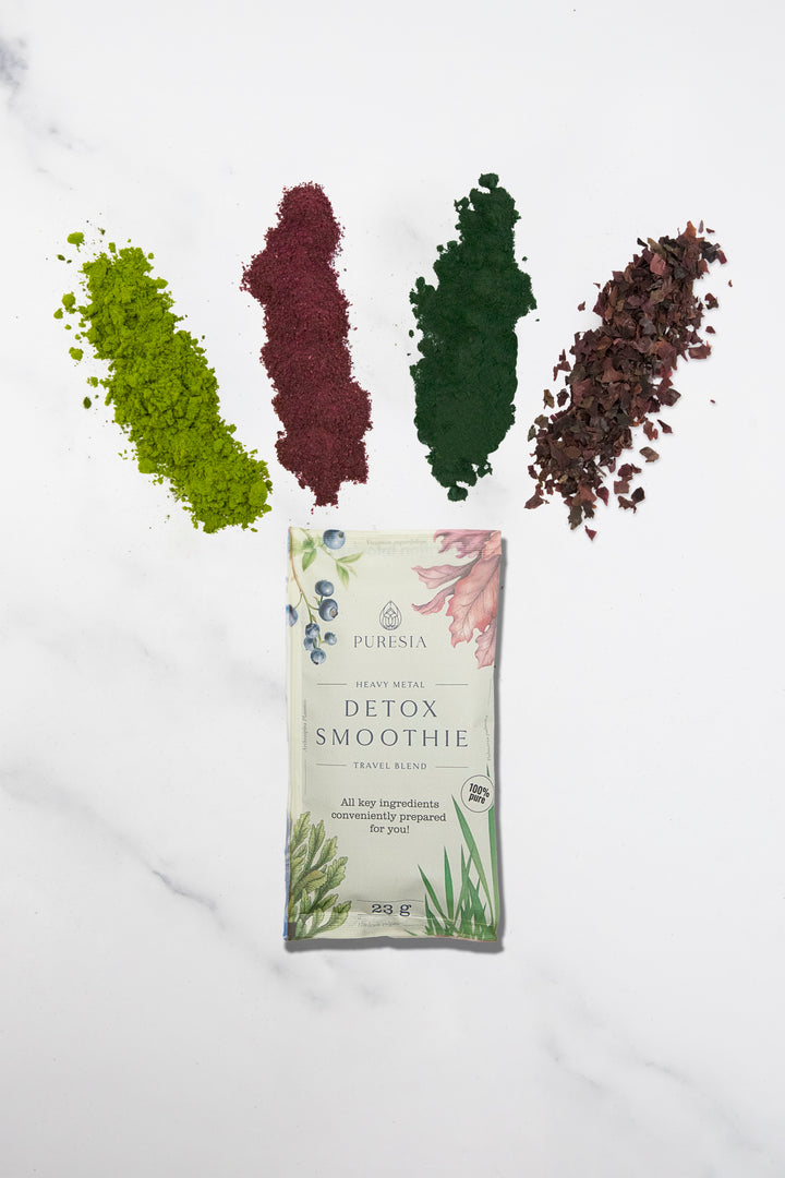 Superfood powder spilling out of the packet