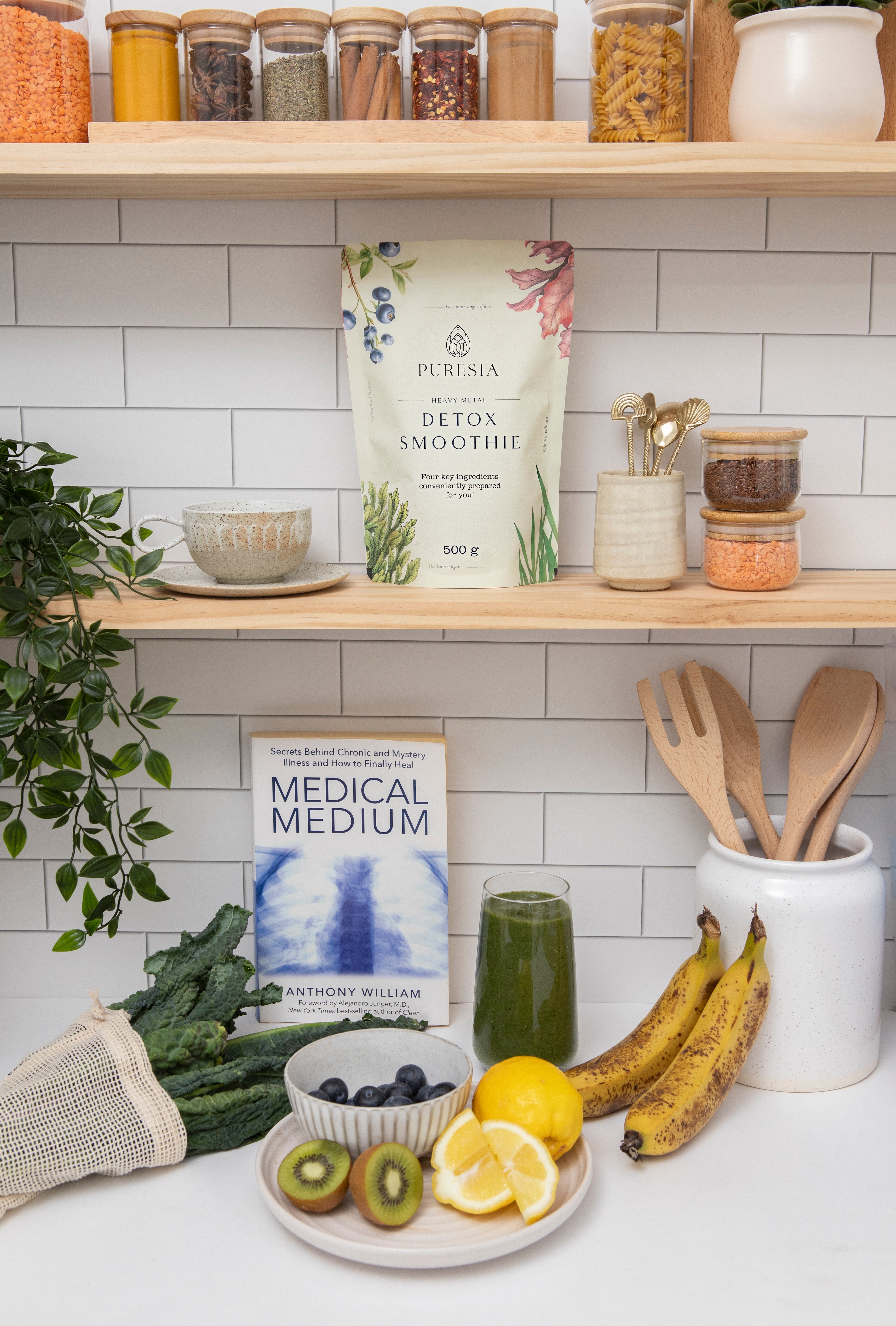 Detox powder on a shelf