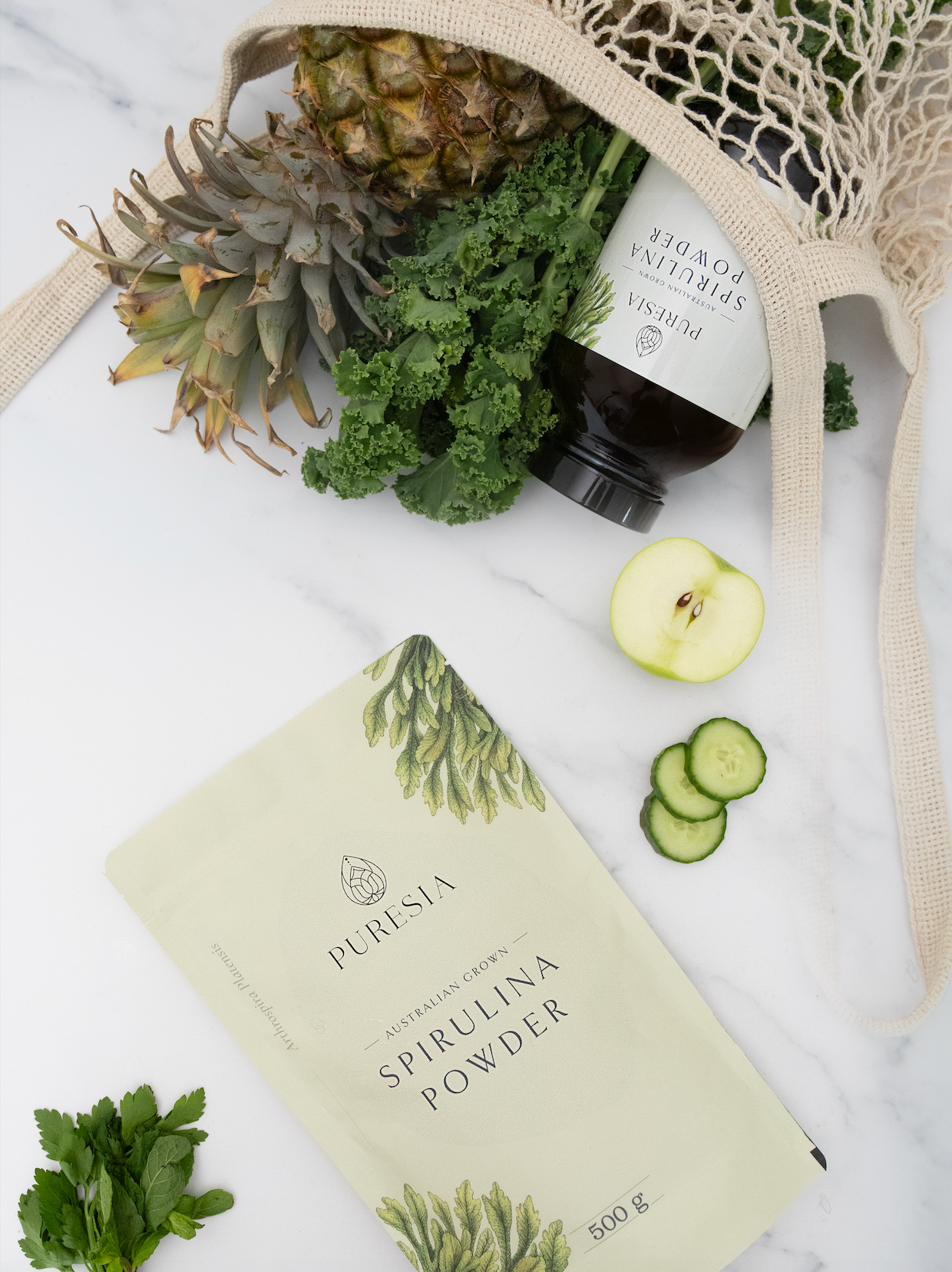 Organic spirulina powder sold by Puresia