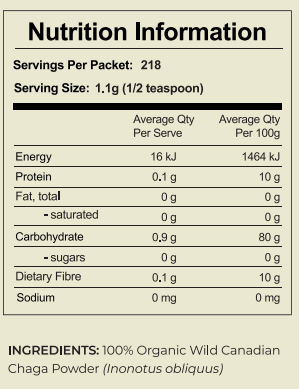 Organic Wild Harvested Canadian Chaga Powder 480g