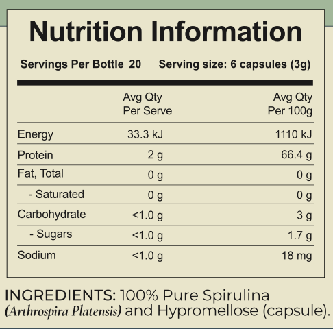 Australian Spirulina Capsules 500mg